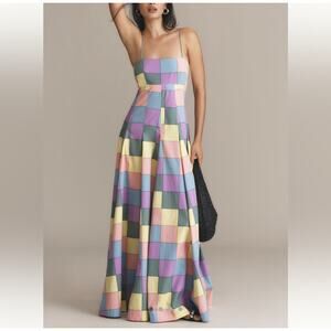 embroidered chiffon maxi dress AKHL HAND-EMBROIDERED GRADIENT CHIFFON MAXI DRESS